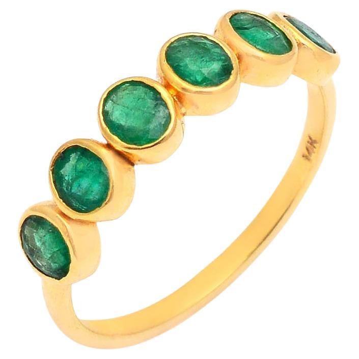 Anillo de oro con esmeralda natural de 14 quilates