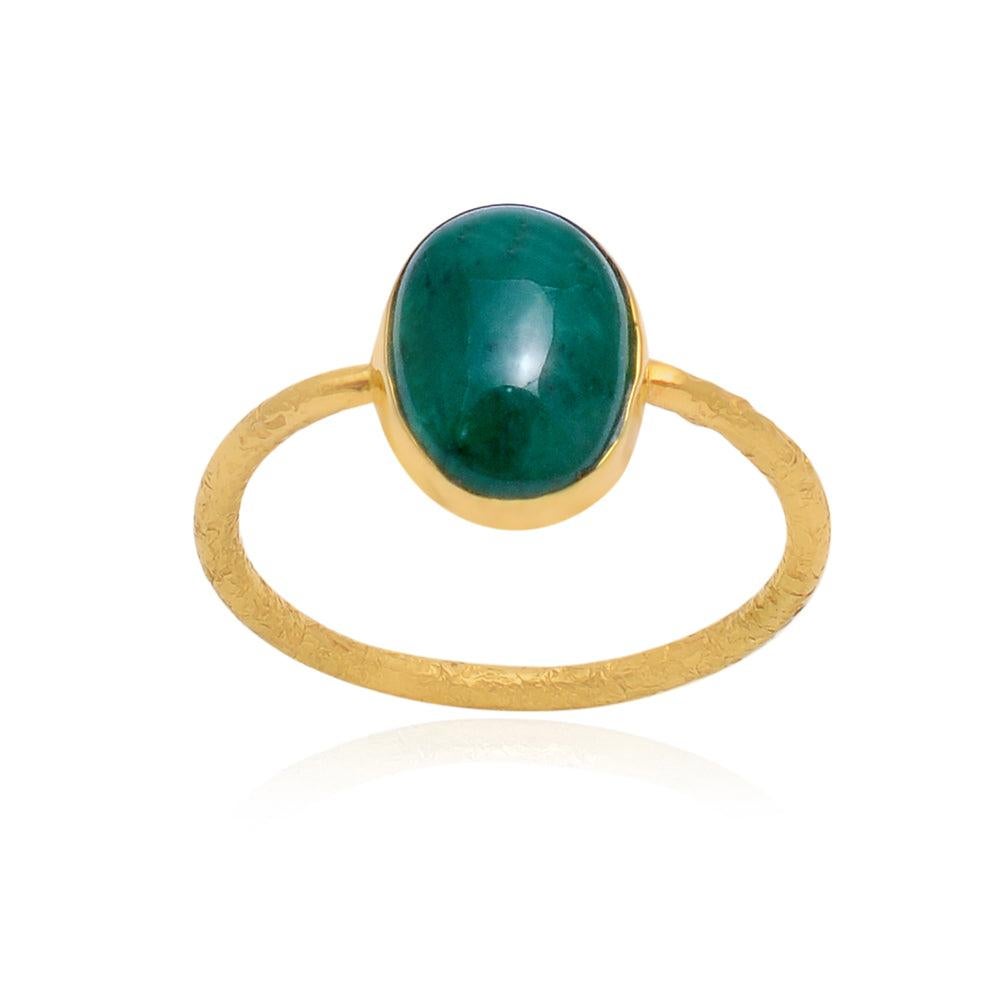 Natural Emerald Gold Rings in 18K 2