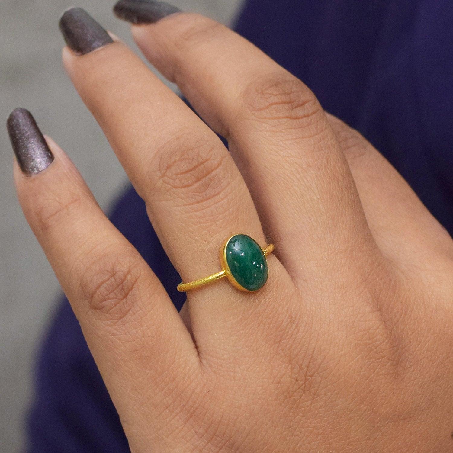 Natural Emerald Gold Rings in 18K 3