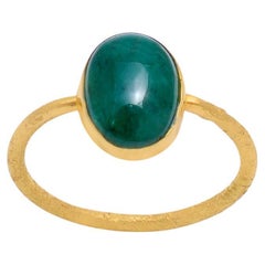 Natural Emerald Gold Rings in 18K