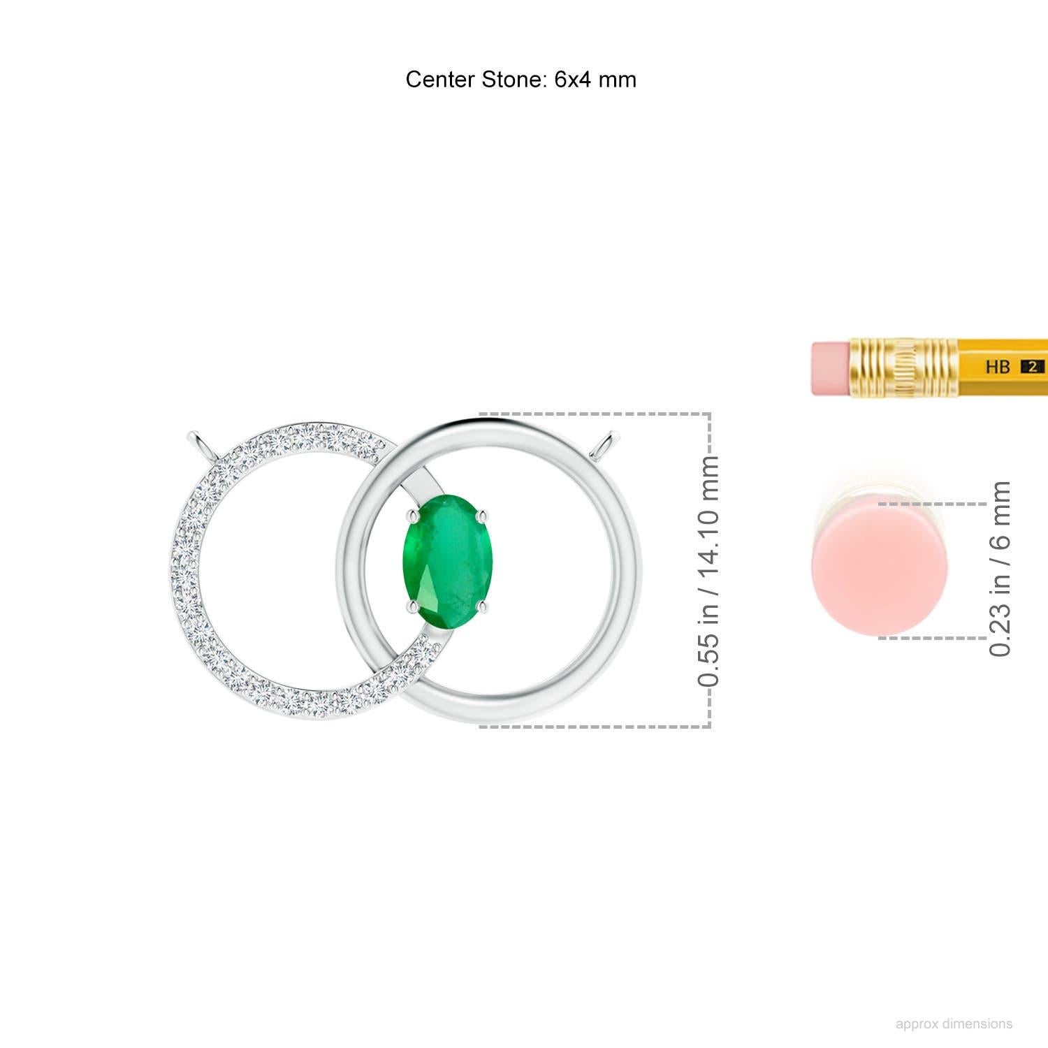 Collana a cerchi intrecciati con smeraldo naturale e diamante in oro bianco 14K In condizioni Nuovo in vendita a Los Angeles, CA