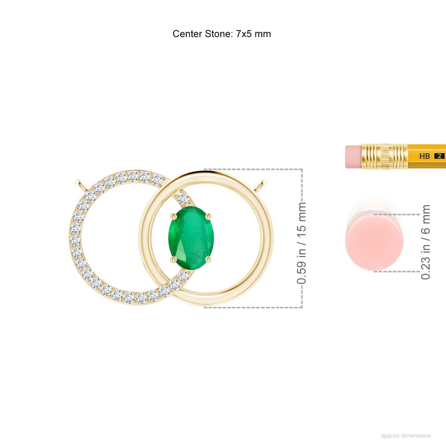 Collana con cerchio intrecciato di smeraldi naturali e diamanti in oro giallo 14K In condizioni Nuovo in vendita a Los Angeles, CA