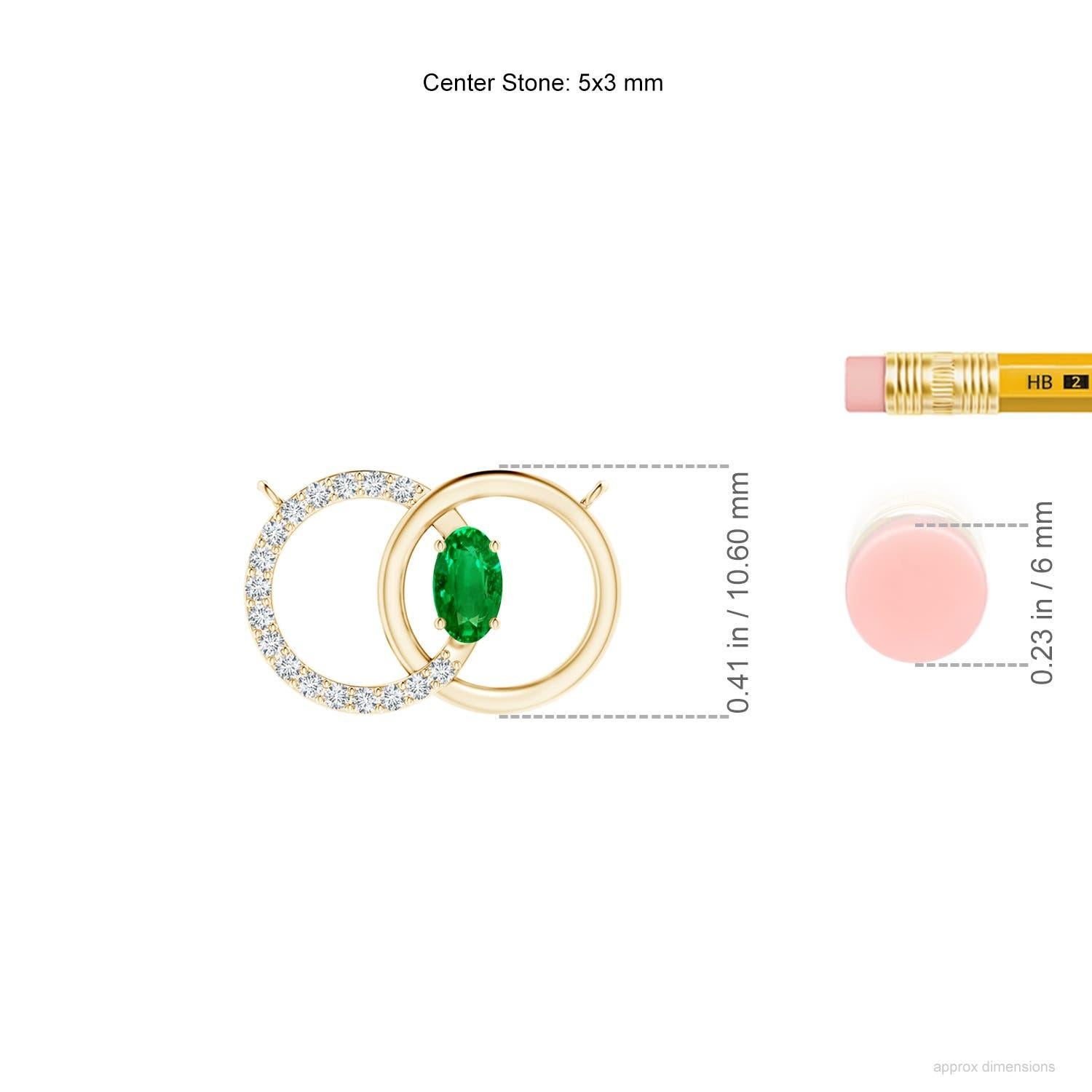 Natürlicher Smaragd Interlocking Circle Halskette mit Diamant in 14K Gelbgold im Zustand „Neu“ im Angebot in Los Angeles, CA