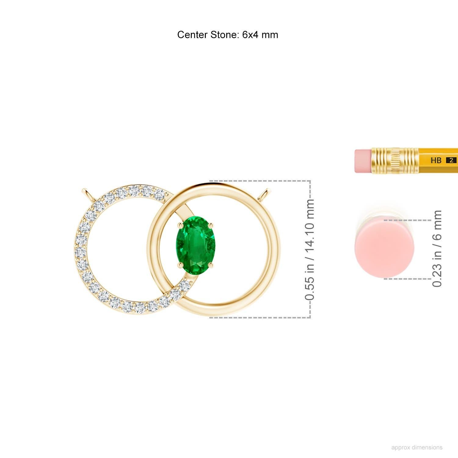 Collana con cerchio intrecciato di smeraldi naturali e diamanti in oro giallo 14K In condizioni Nuovo in vendita a Los Angeles, CA