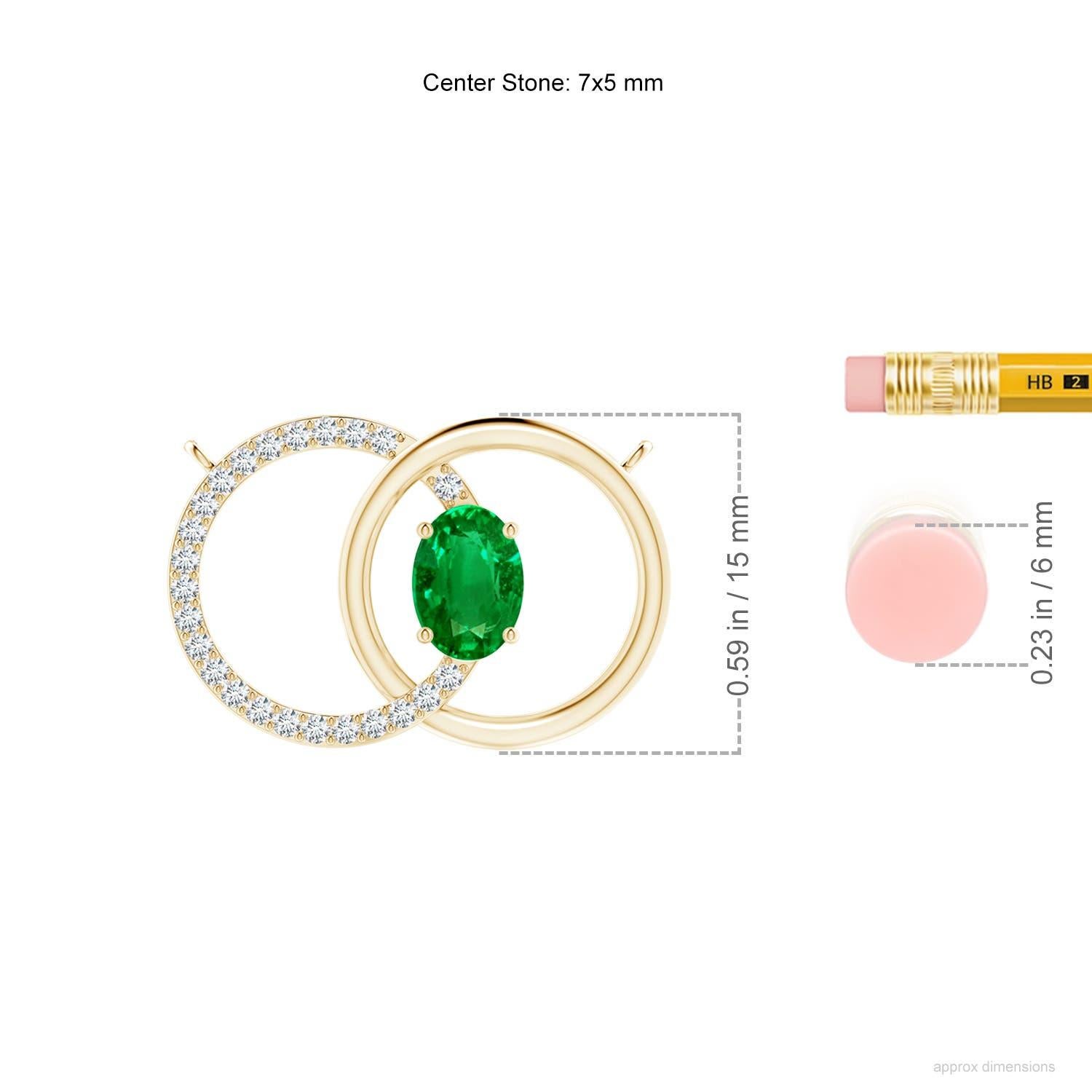 Collana con cerchio intrecciato di smeraldi naturali e diamanti in oro giallo 14K In condizioni Nuovo in vendita a Los Angeles, CA