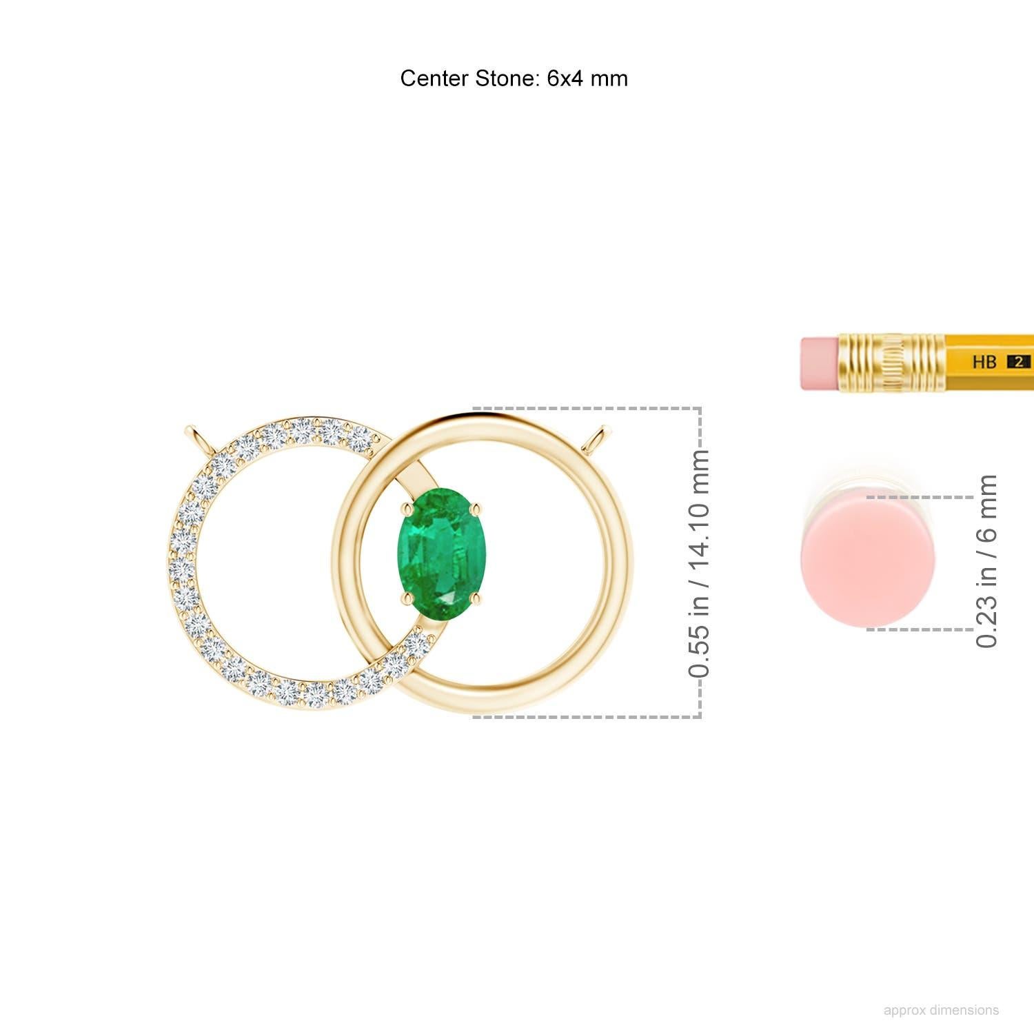 Collana con cerchio intrecciato di smeraldi naturali e diamanti in oro giallo 14K In condizioni Nuovo in vendita a Los Angeles, CA