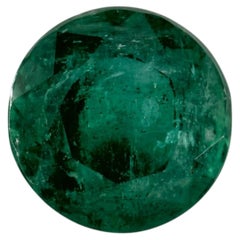Natural Emerald Loose Gemstone, 8.18 Carat, Oil Treated, 11mm Round