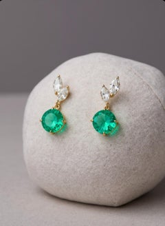 Natural Emerald & Marquise Diamond Dangle Earrings – 2.11 ct tw. 18kt Gold