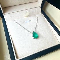 Natural Emerald Necklace 18K Solid Gold - Pear Shape