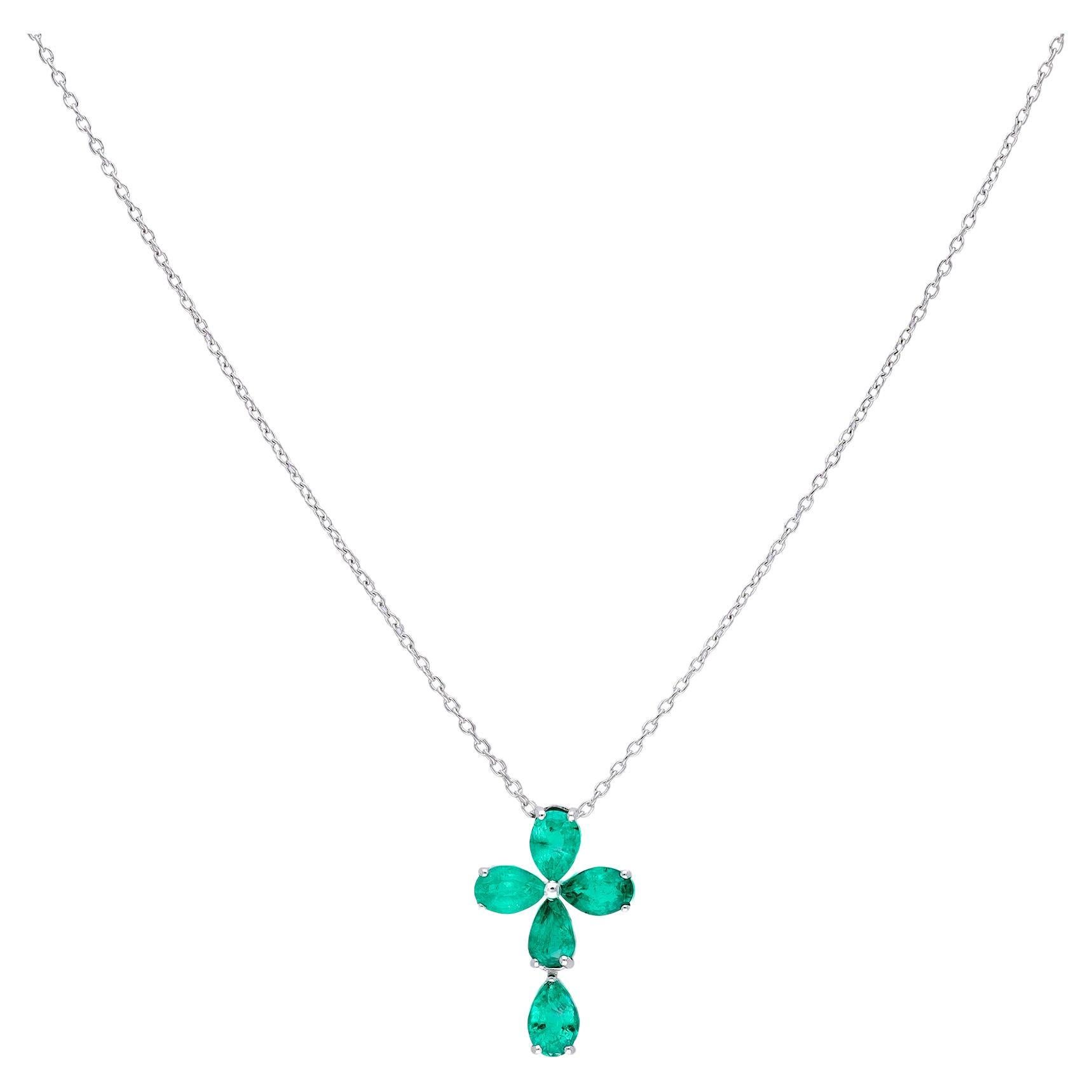 Collana di smeraldi naturali con 1,88 carati di smeraldo in oro 18 carati