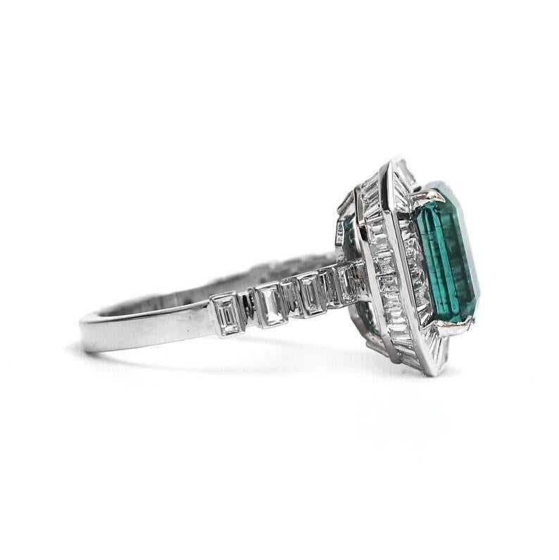 Natural Emerald octagon channel set diamond ring gold in 18k 1