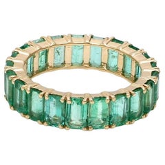 Émeraude naturelle  Bague d'éternité en or 14k avec émeraude de taille octogonale