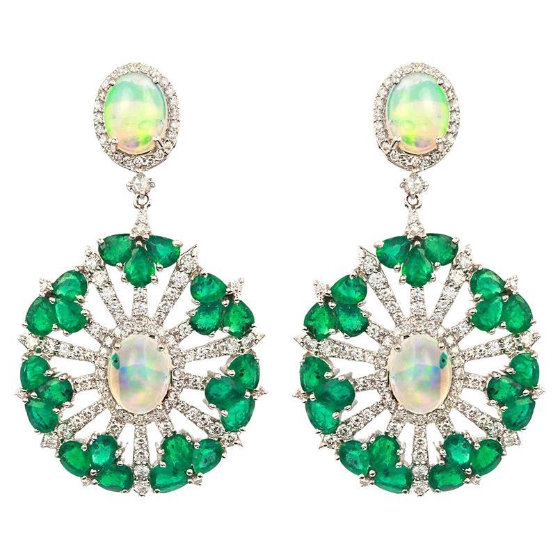 Natural Emerald Opal Gold earrings in 18K