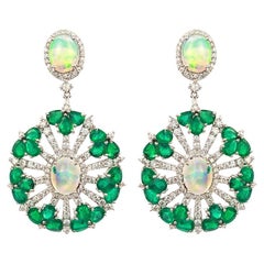 Natural Emerald Opal Gold earrings in 18K
