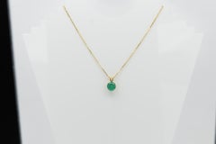 Natural Emerald Pendant 14 Karat Yellow Gold 4.66 CT Round Emerald Necklace