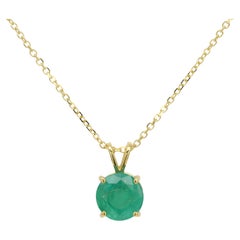 Ciondolo di smeraldo naturale in oro giallo 14 carati 4,66 CT Collana di smeraldi rotondi
