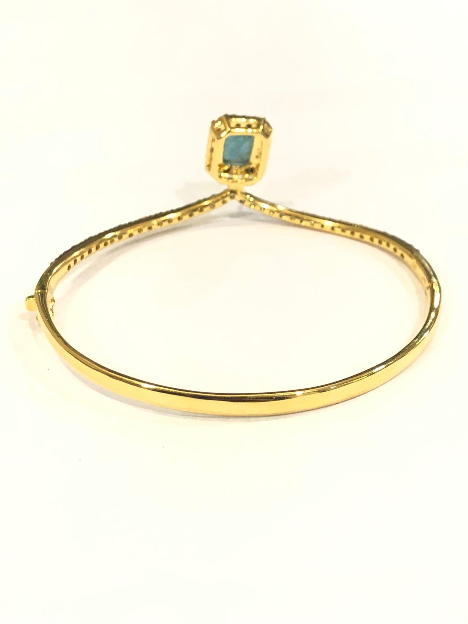 Natural Emerald & Peridot BOCHIC “Capri” Bracelet Set In 18K Gold & Silver en vente 2