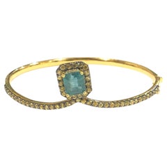 Natural Emerald & Peridot BOCHIC “Capri” Bracelet Set In 18K Gold & Silver