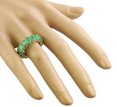 Radiant Emerald Eternity Ring: Timeless Beauty in 14K Solid Yellow Gold