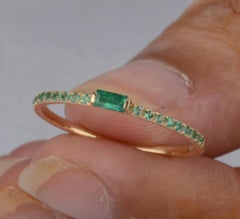 Natural Emerald Ring in 14K Yellow Gold, 0.21 Ct, India, Designer Made