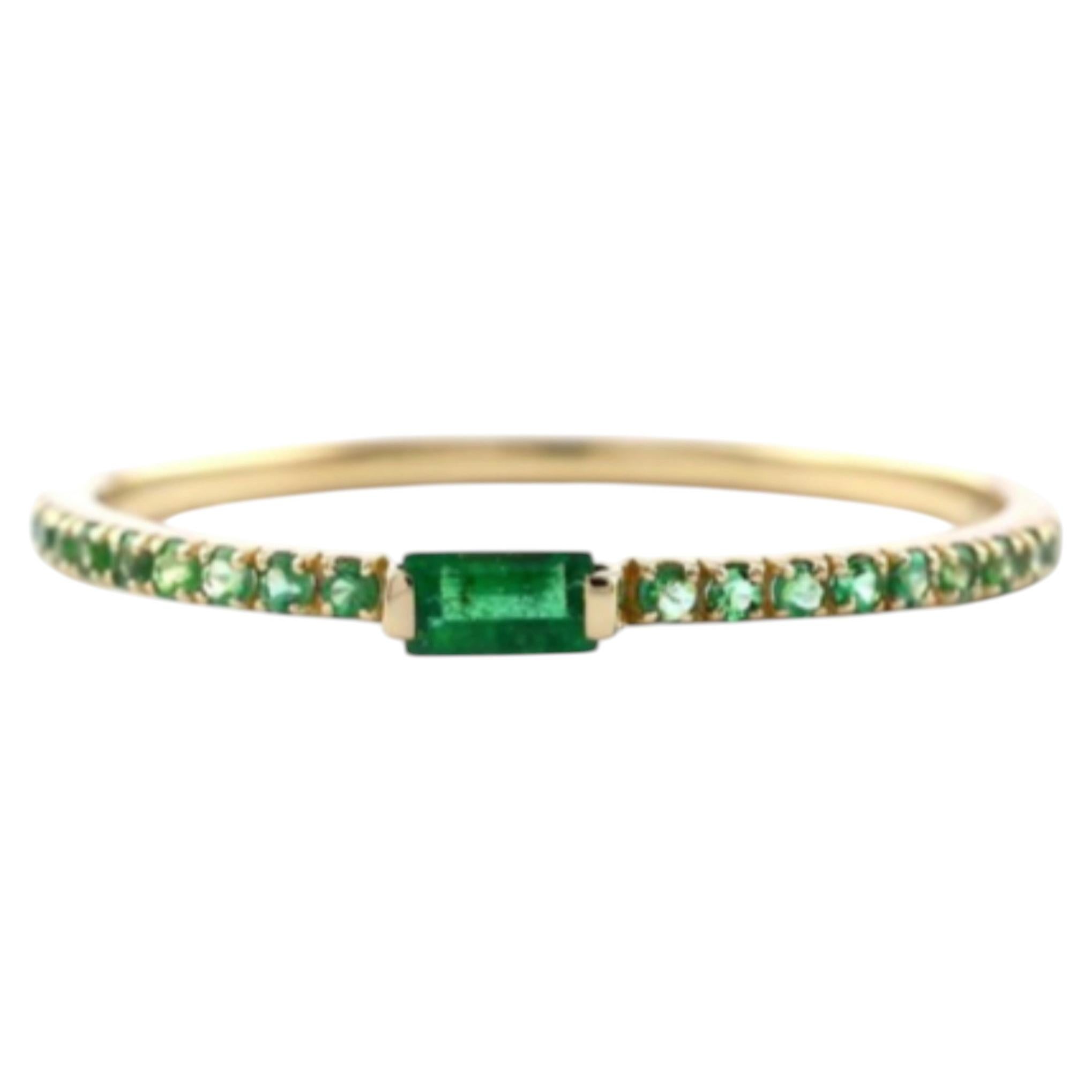 Natural Emerald Ring in 14K Yellow Gold, 0.21 Ct, India, Designer Made