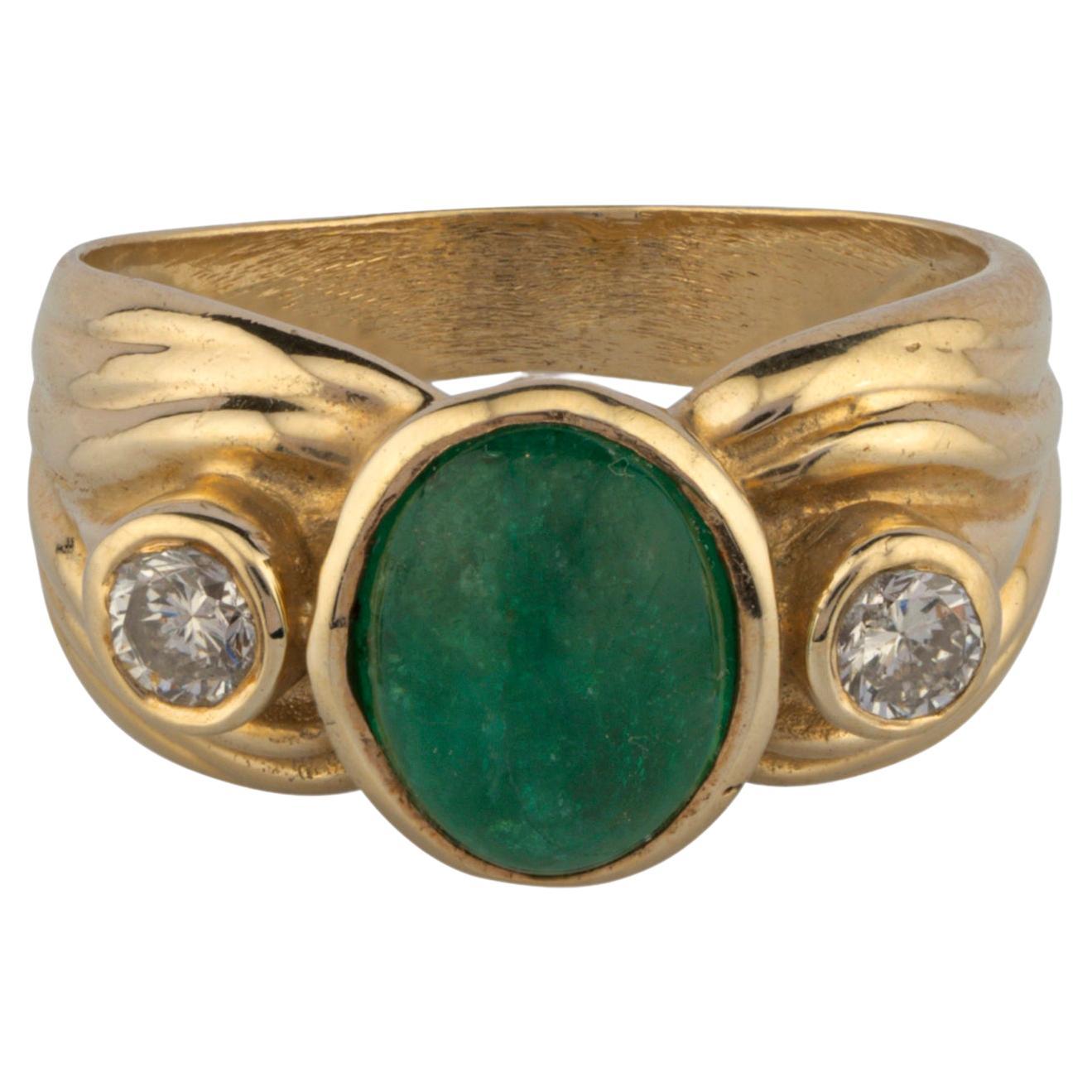 Natural Emerald Ring with 2.10 Carats & in 0.18 Carats Diamond in 14k Gold