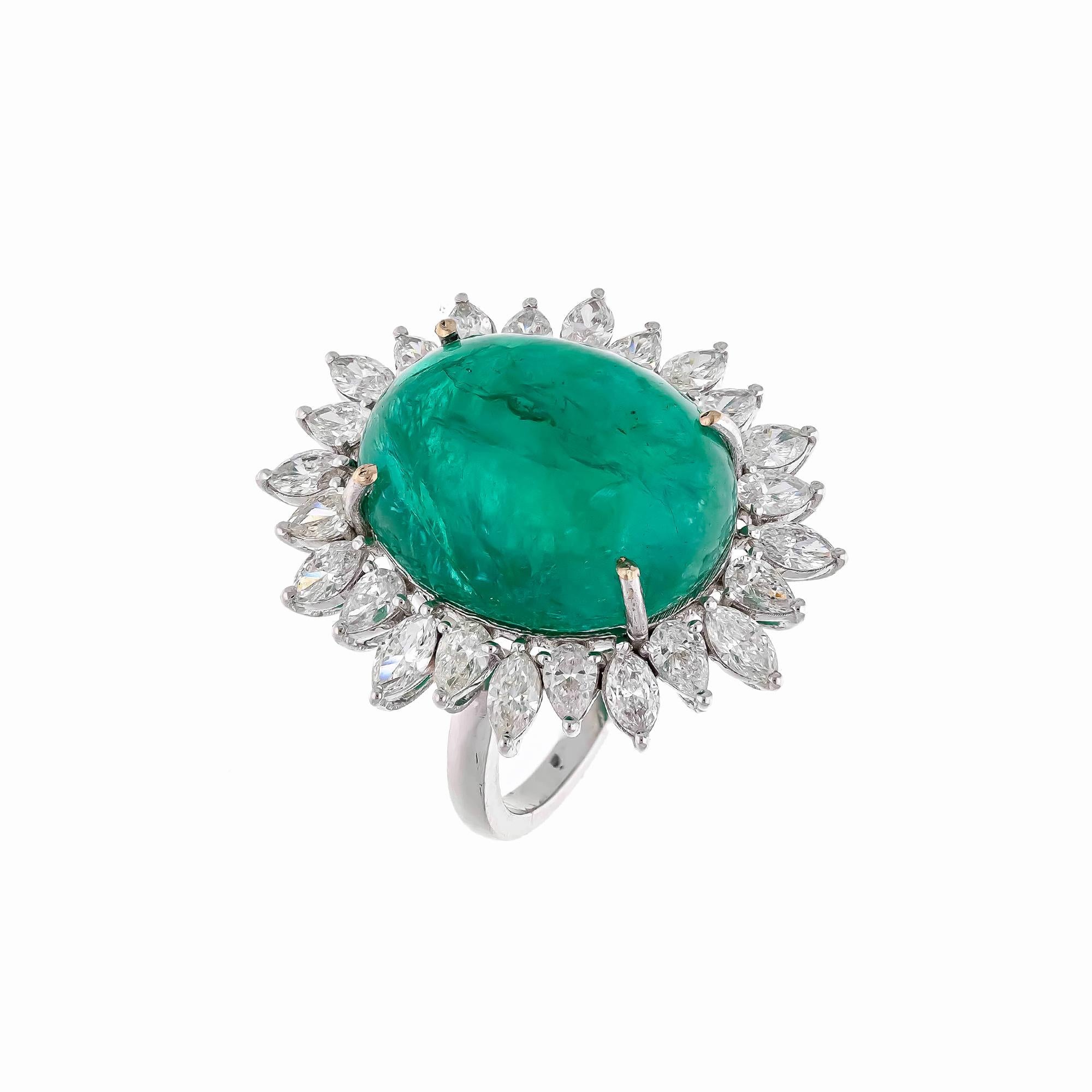 Women's Natural Emerald Ring with 23.88cts Diamond & Emerald 19.02cts in 18k Gold For Sale