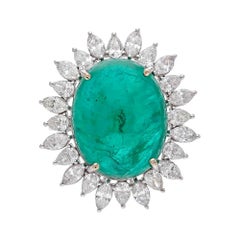 Anello con smeraldo naturale, diamante da 23,88 carati e smeraldo da 19,02 carati in oro 18 carati