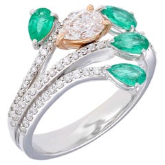 Natural Emerald ring with diamond 0.67 cts in 18k gold