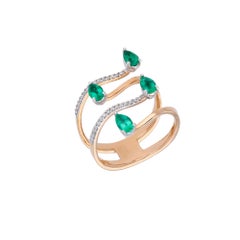 Emerald and Diamond Ring, 0.80ct Emerald, 0.15ct Diamonds, 18k Gold