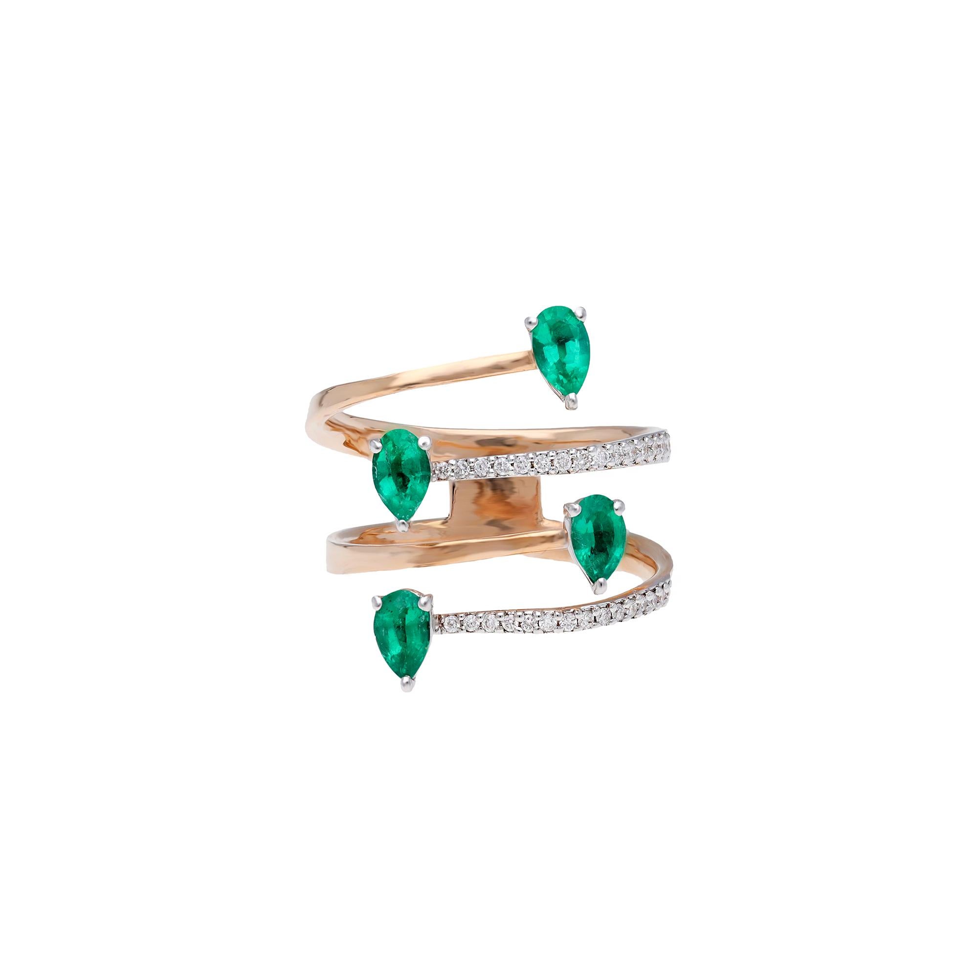Natürlicher Smaragdring mit Diamant 0,80 Karat in 18 Karat Gold im Zustand „Neu“ im Angebot in jaipur, IN