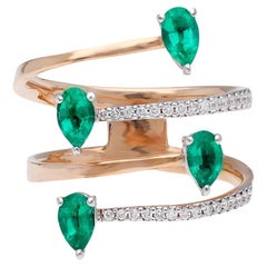 Natural emerald Ring with diamond 0.80 cts in 18k gold