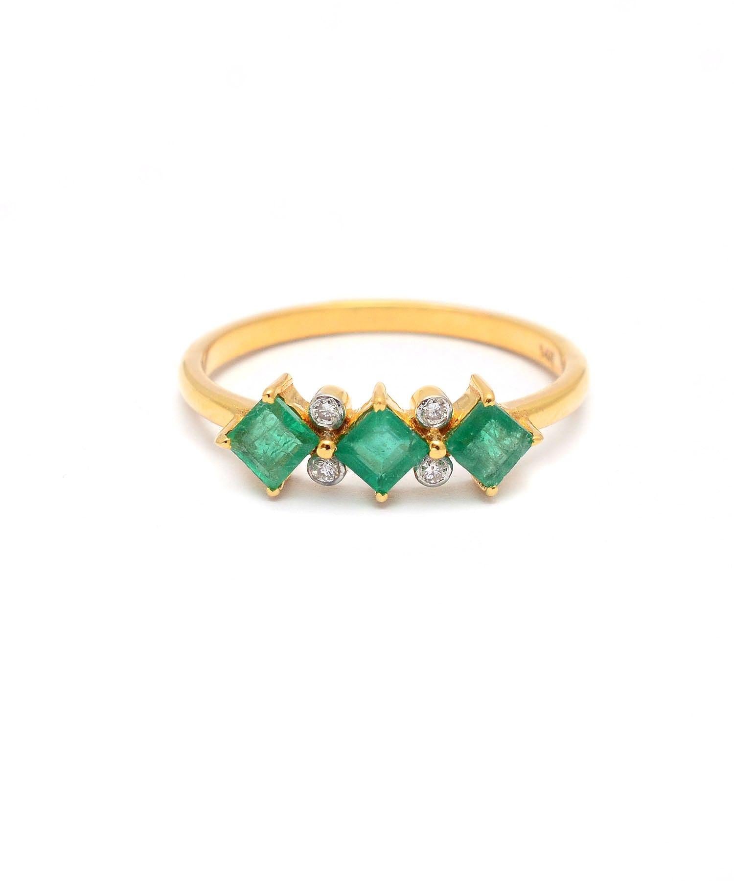 Contemporary Natural Emerald Rings in 14K For Sale