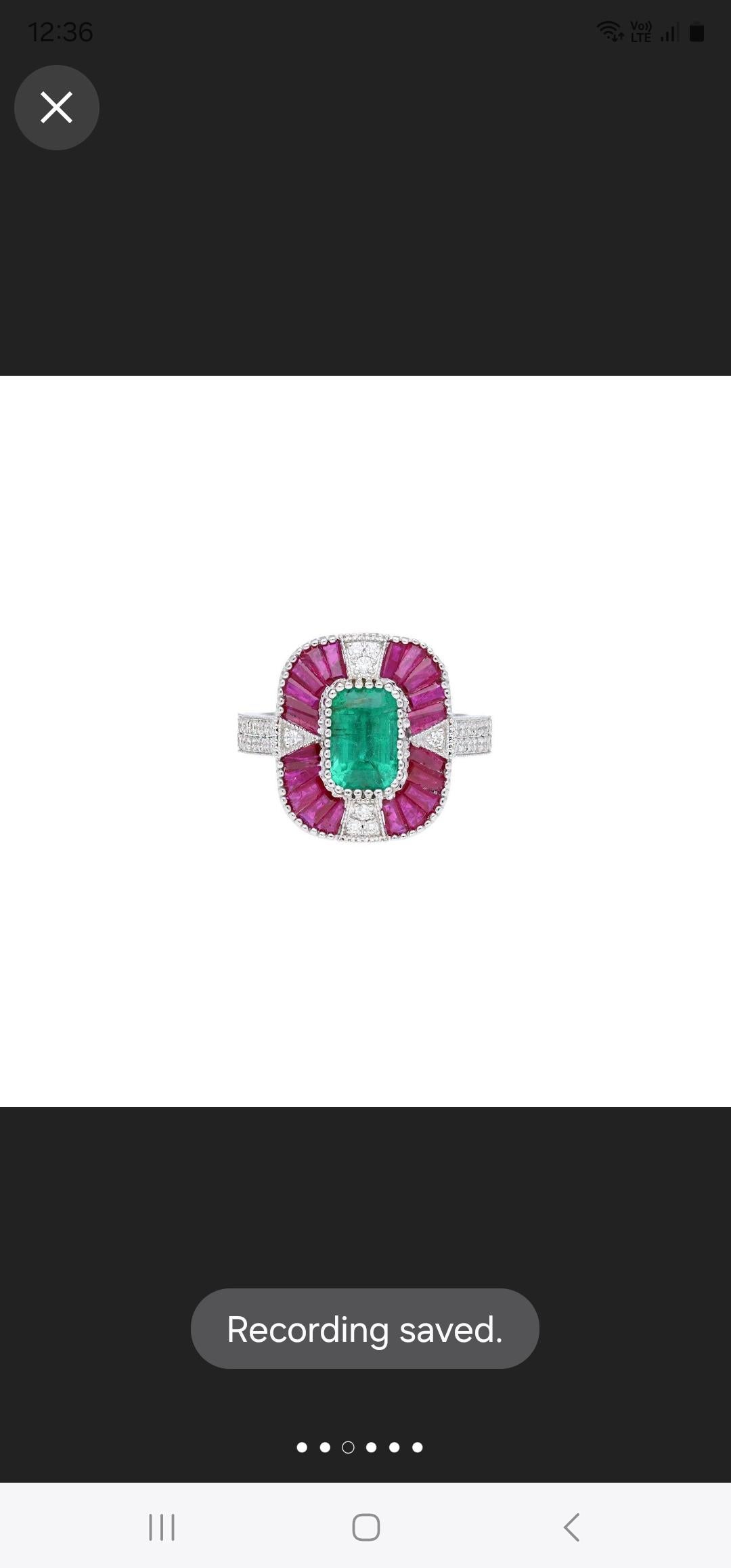 Art Deco Natural emerald ruby ring in 18k gold