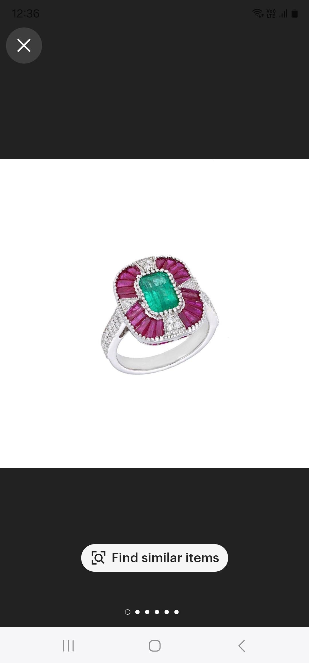Emerald Cut Natural emerald ruby ring in 18k gold