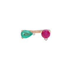 Natural 0.91cts Emerald & 1.05cts Ruby & Diamond 0.47cts Ring in 18k Gold