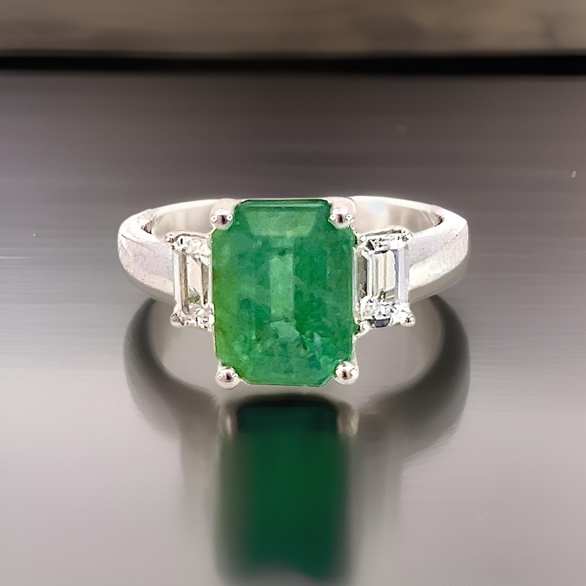Natürlicher Smaragd-Saphir-Ring 6,25 14k Weißgold 3,49 TCW zertifiziert im Angebot 6