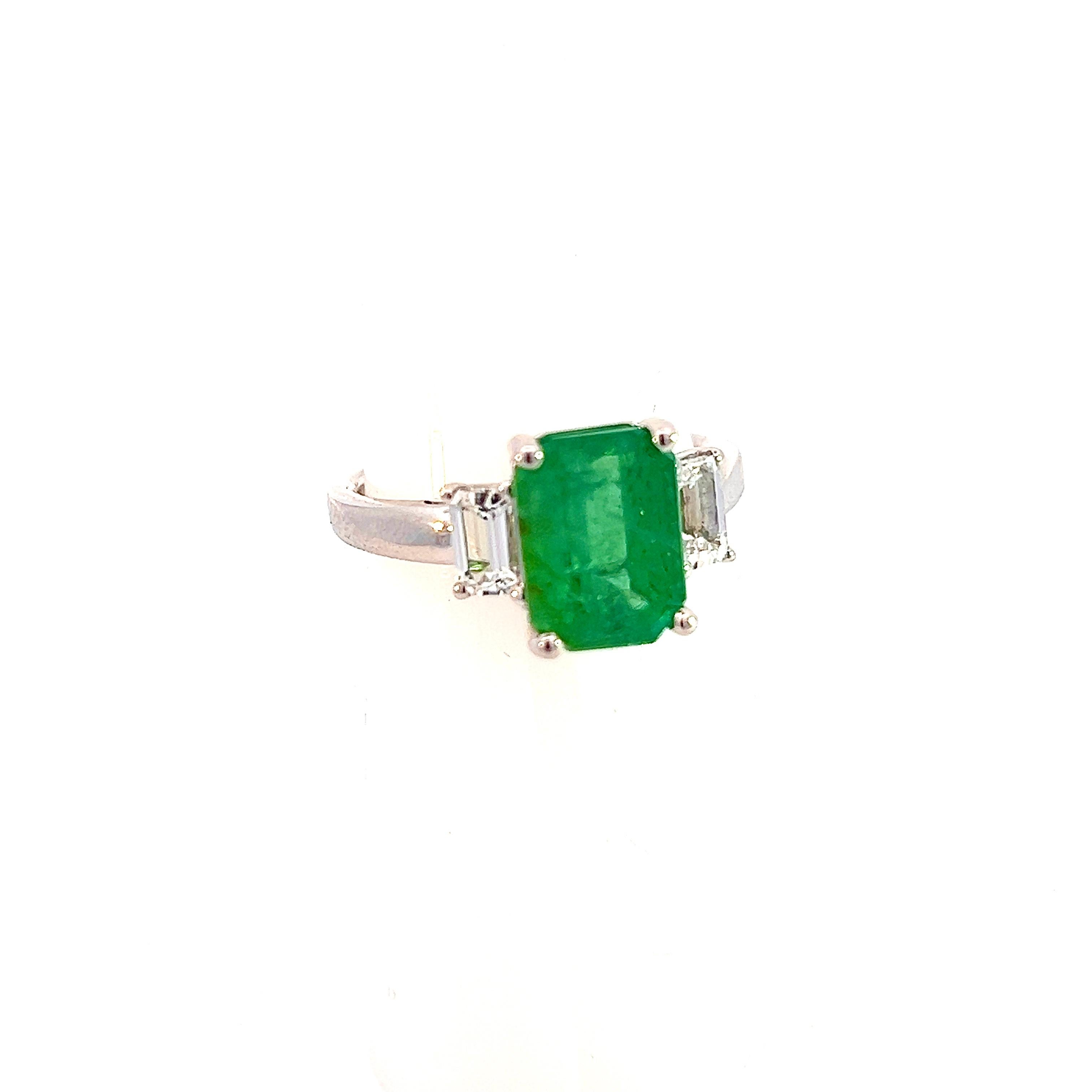 Natural Emerald Sapphire Ring 6.25 14k White Gold 3.49 TCW Certified  For Sale 7