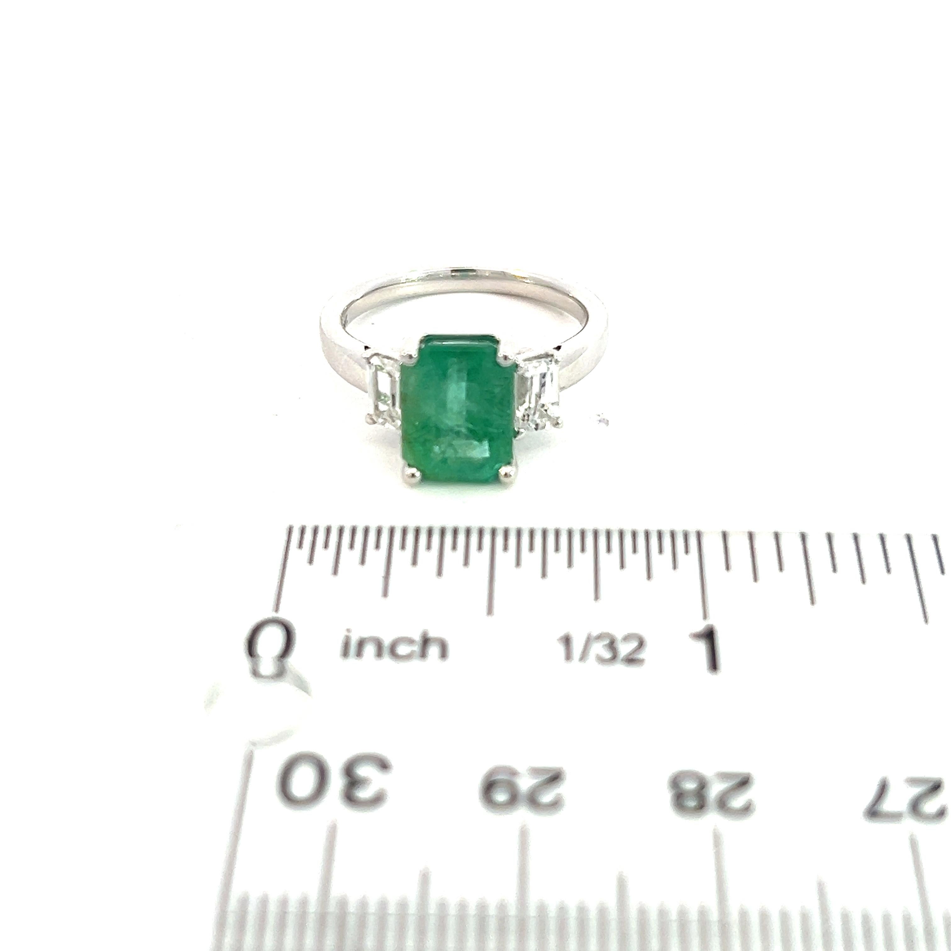 Natural Emerald Sapphire Ring 6.25 14k White Gold 3.49 TCW Certified  For Sale 8