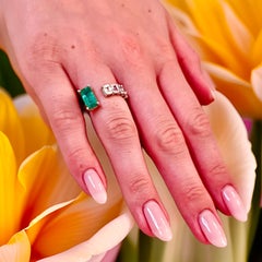 Natural Emerald Sapphire Ring Size 6.5 14k W Gold 4.95 TCW Certified