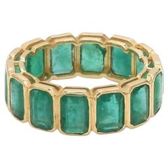 Natural emerald serpent snake eternity band ring 18k gold