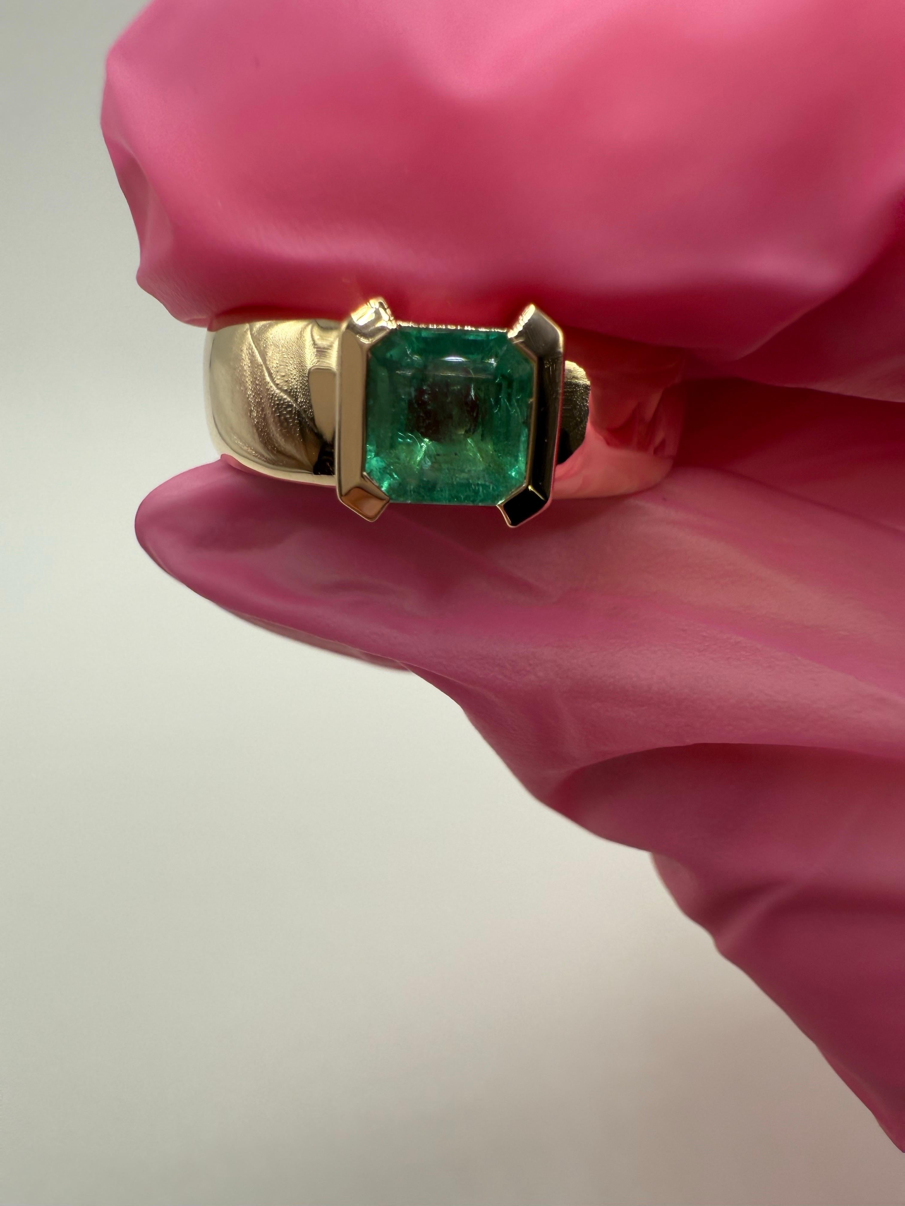 Natürlicher Smaragd Solitär Ring Größe 9 unbehandelt für Damen oder Herren im Angebot