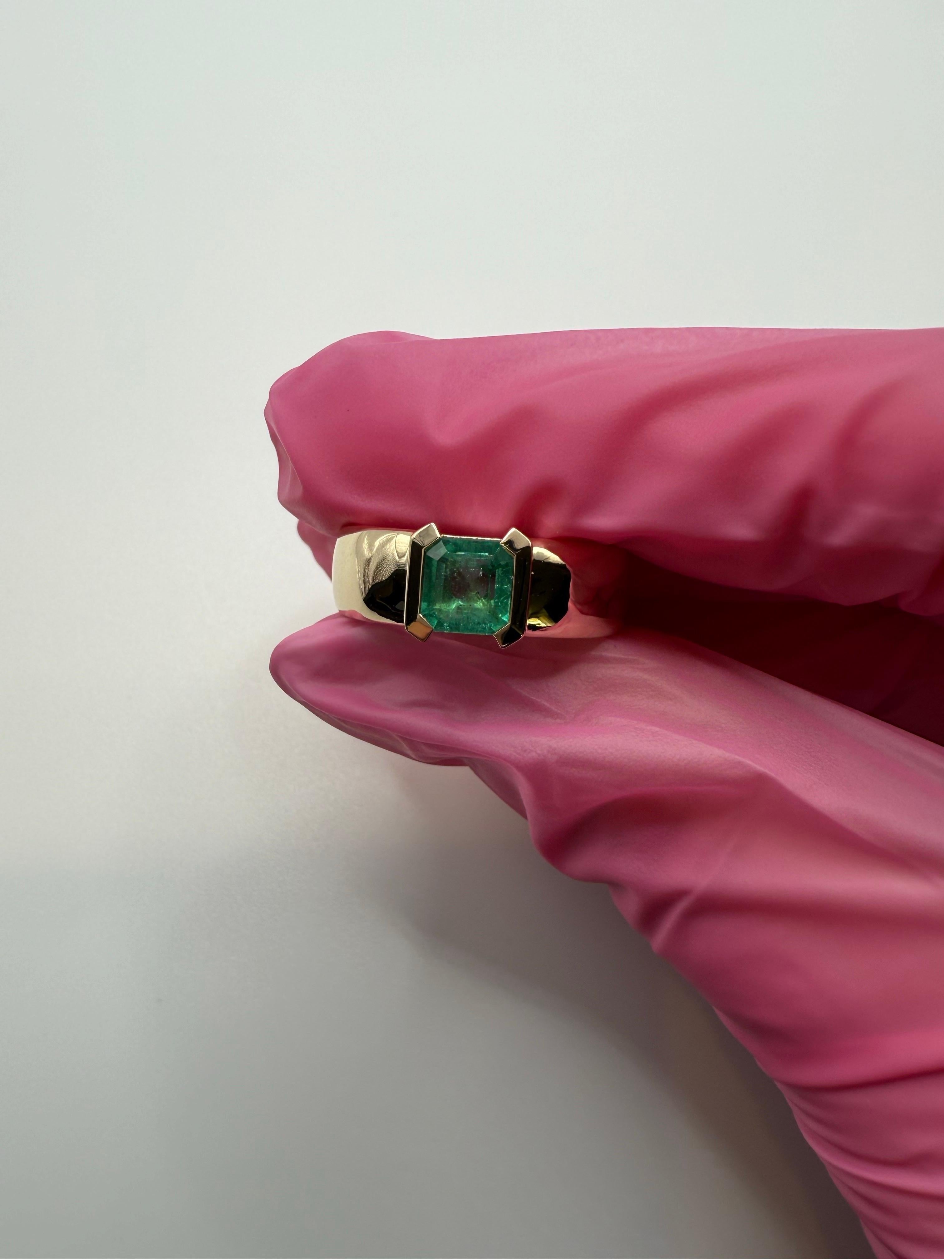 Natürlicher Smaragd Solitär Ring Größe 9 unbehandelt im Angebot 1