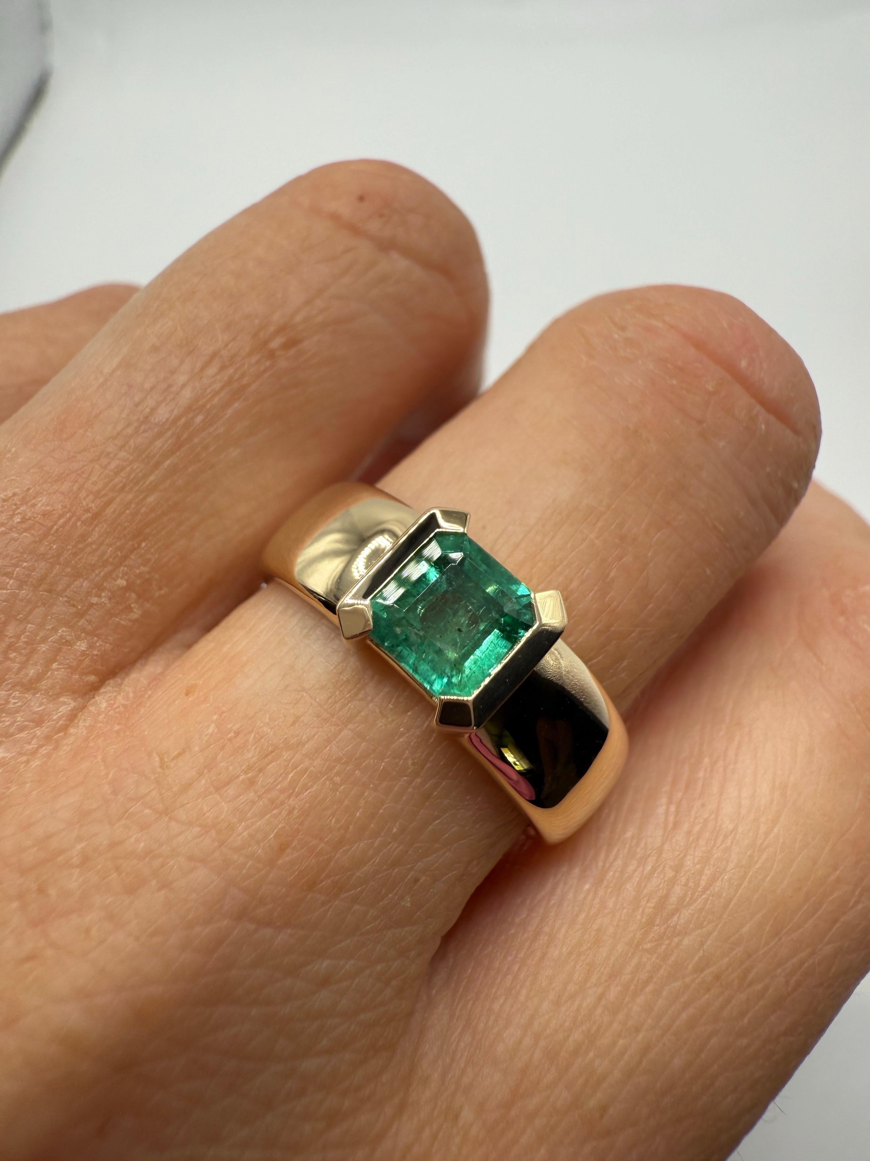 Natürlicher Smaragd Solitär Ring Größe 9 unbehandelt im Angebot 2