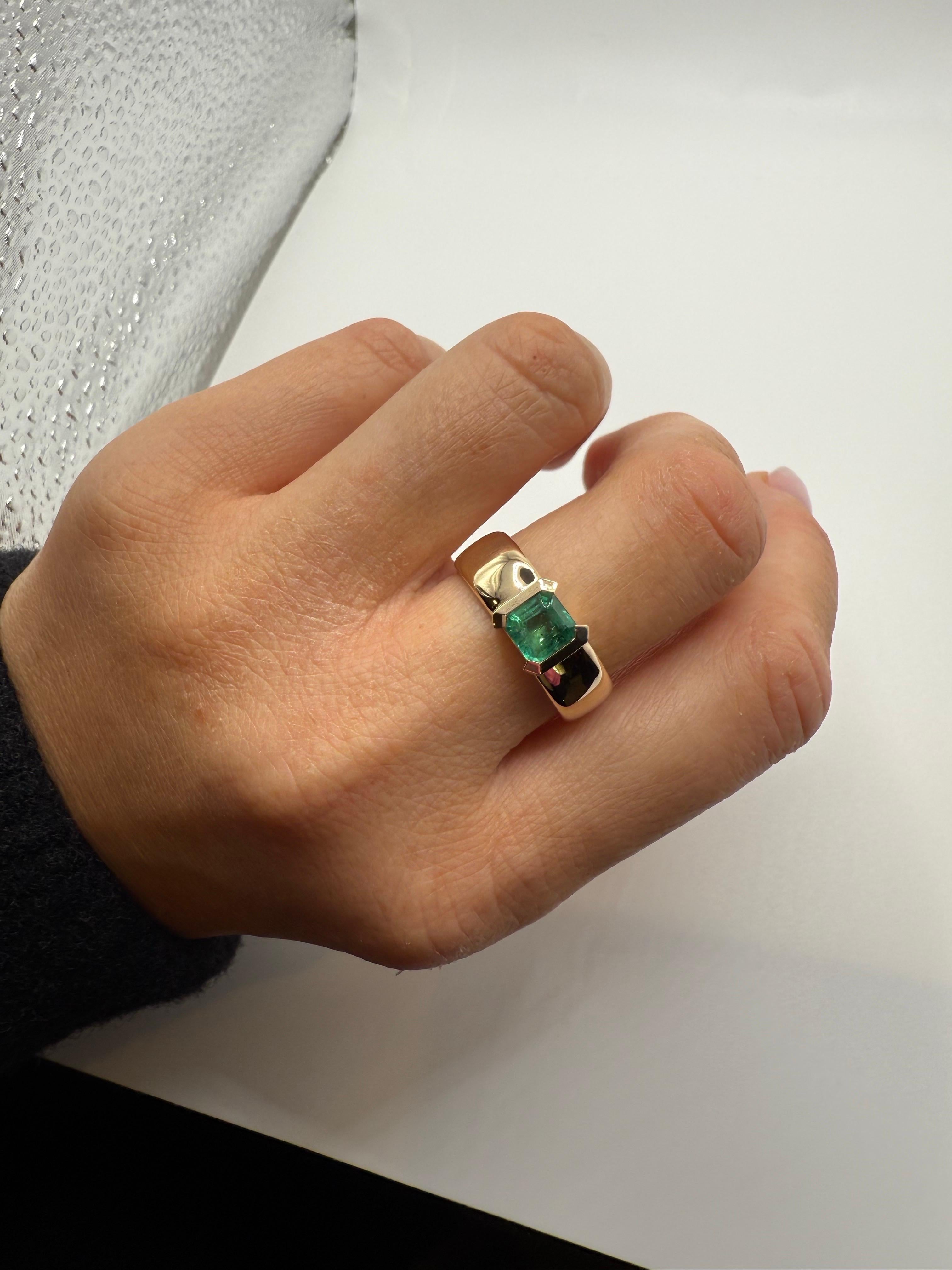 Natürlicher Smaragd Solitär Ring Größe 9 unbehandelt im Angebot 3