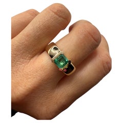 Bague solitaire en émeraude naturelle taille 9 non traitée