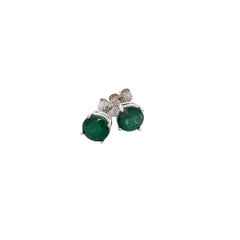 Natural Emerald Stud Earrings 14k White Gold 1.63 TCW Certified