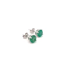 Natural Emerald Stud Earrings 14k White Gold 1.93 Carats Certified