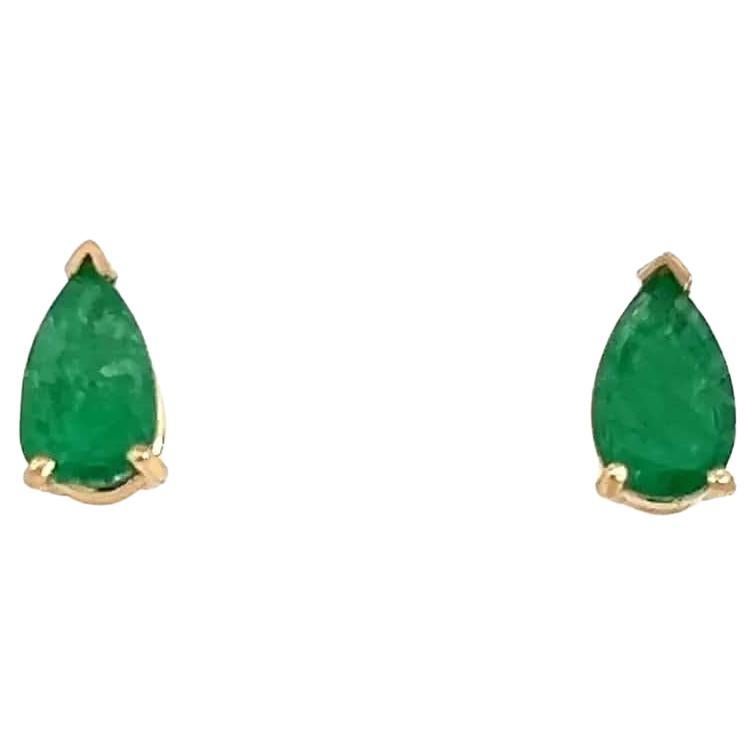 Natural Emerald Stud Earrings 14k Y Gold 1.60 Ctw Certified