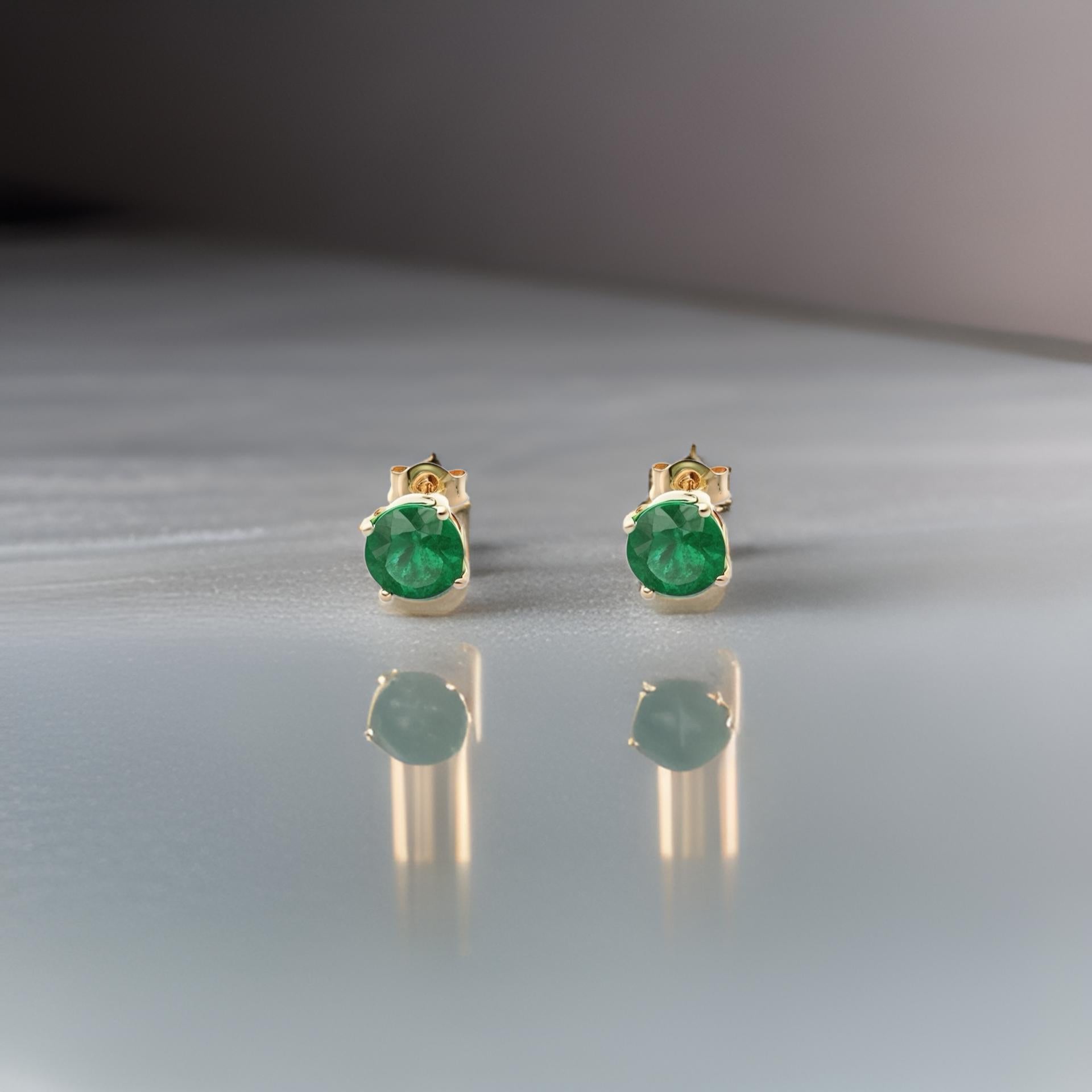 Natural Emerald Stud Earrings 14k Yellow Gold 1.95 TCW Certified 5